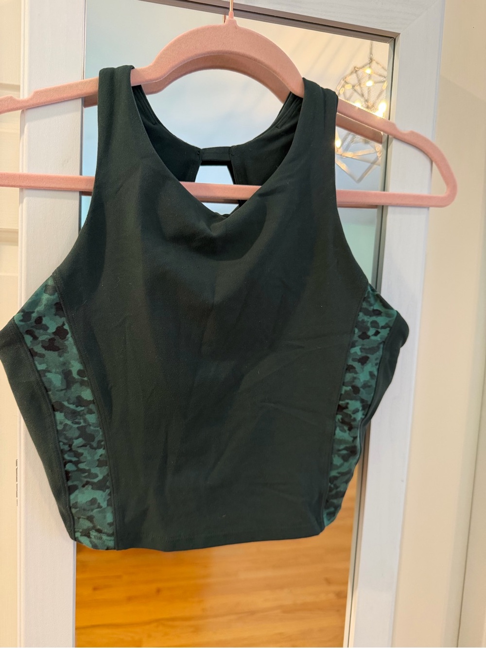 Athleta Dark Green High-Neck Crop Top Sports Bra